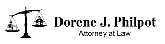 Dorene J. Philpot Attorney At Law logo with balance scale where a special education child weighs more than a school building